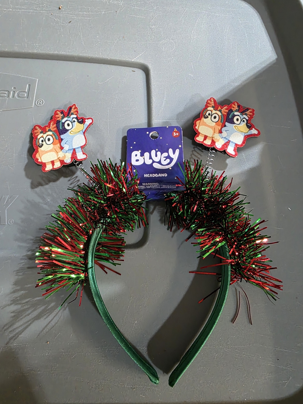 Bluey And Bingo Kids' Green & Red Tinsel Headband